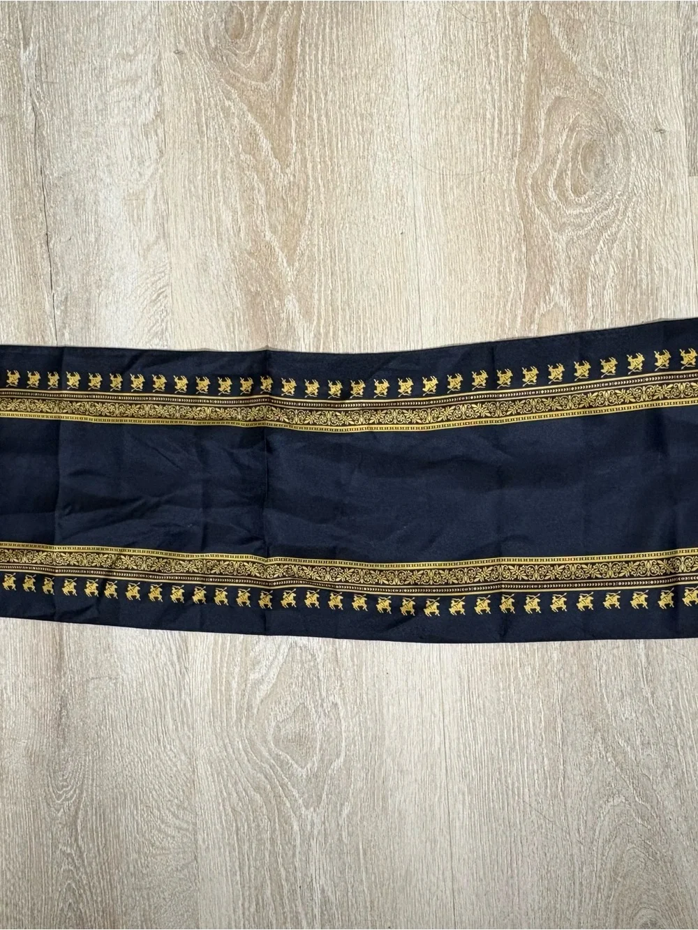 McQuaid Jesuit High School 100% Silk Commemorative Scarf Black Gold Vintage